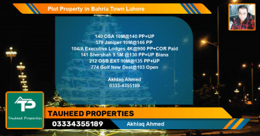 Residential Plot for Sale in Bahria Town, Lahore - (BP-83013)