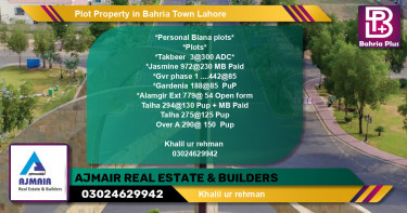 Residential Plot for Sale in Bahria Town, Lahore - (BP-83166)