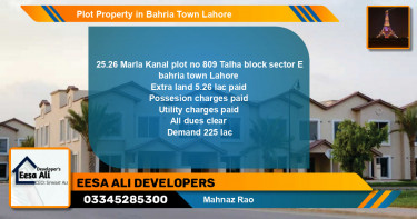 Residential Plot for Sale in Bahria Town, Lahore - (BP-83251)