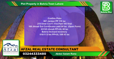 Residential Plot for Sale in Bahria Town, Lahore - (BP-83266)