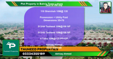 Residential Plot for Sale in Bahria Town, Lahore - (BP-83277)