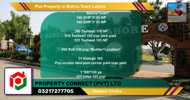 Residential Plot for Sale in Bahria Town, Lahore - (BP-83278)