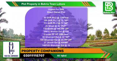 Residential Plot for Sale in Bahria Town, Lahore - (BP-83282)