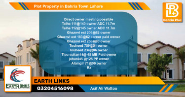 Residential Plot for Sale in Bahria Town, Lahore - (BP-83328)
