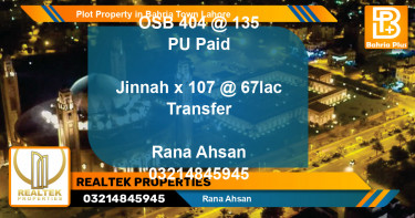 Residential Plot for Sale in Bahria Town, Lahore - (BP-83483)