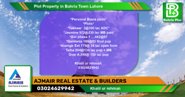 Residential Plot for Sale in Bahria Town, Lahore - (BP-83601)