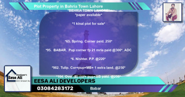 Residential Plot for Sale in Bahria Town, Lahore - (BP-83615)