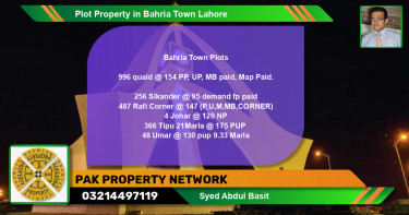Residential Plot for Sale in Bahria Town, Lahore - (BP-83645)
