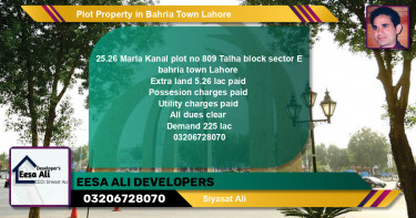 Residential Plot for Sale in Bahria Town, Lahore - (BP-83652)