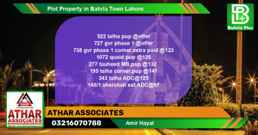 Residential Plot for Sale in Bahria Town, Lahore - (BP-83737)