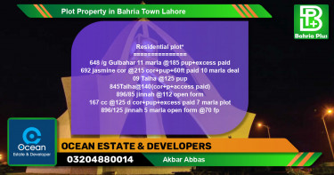 Residential Plot for Sale in Bahria Town, Lahore - (BP-84039)