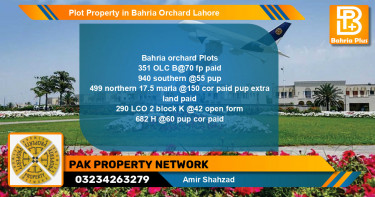 Residential Plot for Sale in Bahria Orchard, Lahore - (BP-84059)