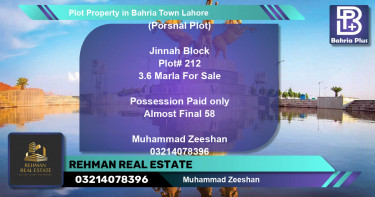 Residential Plot for Sale in Bahria Town, Lahore - (BP-84159)