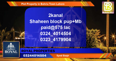 Residential Plot for Sale in Bahria Town, Lahore - (BP-84250)
