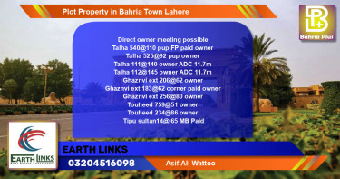 Residential Plot for Sale in Bahria Town, Lahore - (BP-84279)