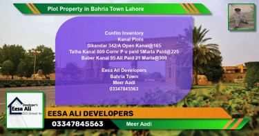 Residential Plot for Sale in Bahria Town, Lahore - (BP-84457)