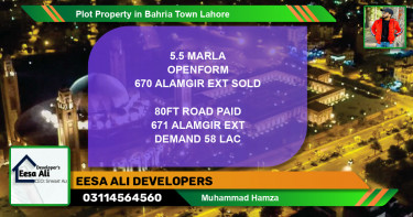 Residential Plot for Sale in Bahria Town, Lahore - (BP-84507)