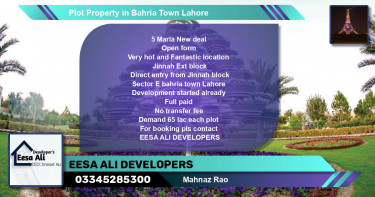 Residential Plot for Sale in Bahria Town, Lahore - (BP-84542)