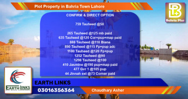 Residential Plot for Sale in Bahria Town, Lahore - (BP-84549)