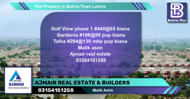 Residential Plot for Sale in Bahria Town, Lahore - (BP-84716)