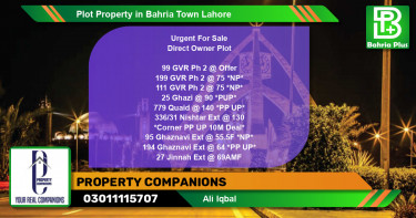 Residential Plot for Sale in Bahria Town, Lahore - (BP-84744)