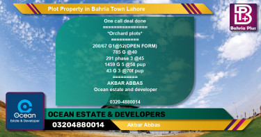 Residential Plot for Sale in Bahria Town, Lahore - (BP-84932)