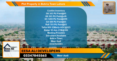 Residential Plot for Sale in Bahria Town, Lahore - (BP-85065)