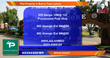 Residential Plot for Sale in Bahria Town, Lahore - (BP-85374)