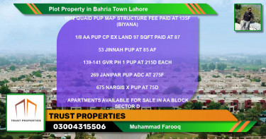 Residential Plot for Sale in Bahria Town, Lahore - (BP-85524)