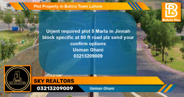 Residential Plot for Sale in Sector E - Jinnah Block -  Bahria Town, Lahore - (BP-85700)