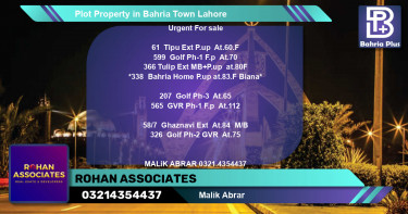 Residential Plot for Sale in Bahria Town, Lahore - (BP-85719)