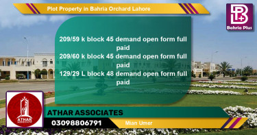 Residential Plot for Sale in Bahria Orchard, Lahore - (BP-85759)
