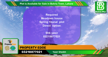 Residential Plot for Sale in Bahria Town, Lahore - (BP-85784)