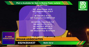 Residential Plot for Sale in Bahria Town, Lahore - (BP-85804)
