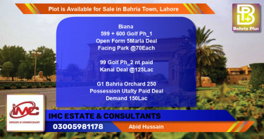 Residential Plot for Sale in Bahria Town, Lahore - (BP-85811)
