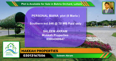 Residential Plot for Sale in Bahria Orchard, Lahore - (BP-85825)