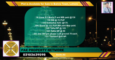 Residential Plot for Sale in Bahria Town, Lahore - (BP-85847)