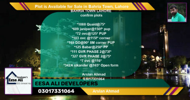 Residential Plot for Sale in Bahria Town, Lahore - (BP-85866)