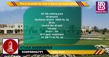 Residential Plot for Sale in Bahria Orchard, Lahore - (BP-85878)