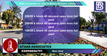 Residential Plot for Sale in Bahria Orchard, Lahore - (BP-85881)