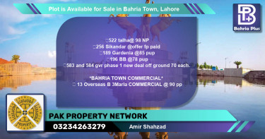 Commercial Plot for Sale in Bahria Town, Lahore - (BP-85891)