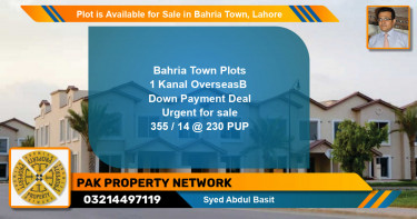 Residential Plot for Sale in Bahria Town, Lahore - (BP-85895)