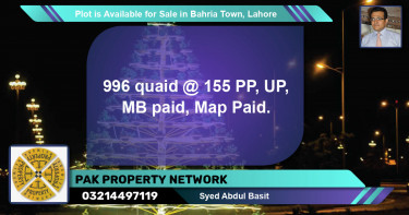 Residential Plot for Sale in Bahria Town, Lahore - (BP-85898)
