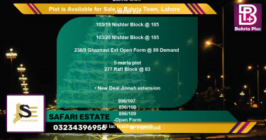 Residential Plot for Sale in Bahria Town, Lahore - (BP-85925)