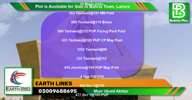 Residential Plot for Sale in Bahria Town, Lahore - (BP-85972)