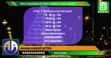 Commercial Plot for Sale in Bahria Town, Lahore - (BP-85973)