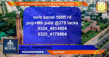 Residential Plot for Sale in Bahria Town, Lahore - (BP-85981)