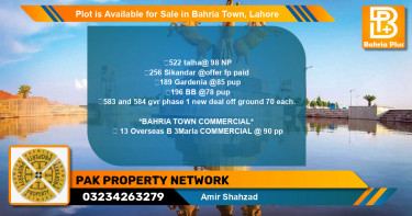 Commercial Plot for Sale in Bahria Town, Lahore - (BP-86048)