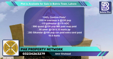 Residential Plot for Sale in Bahria Town, Lahore - (BP-86050)