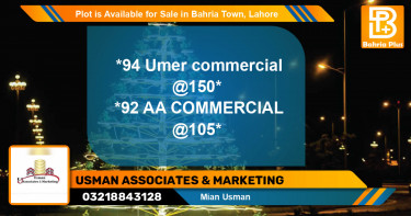 Commercial Plot for Sale in Bahria Town, Lahore - (BP-86056)